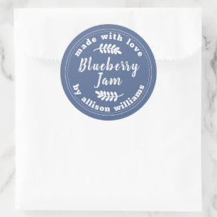 Rustic Modern Blueberry jam Blue Classic Round Sti Ronde Sticker