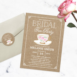 Rustic Modern Bridal Tea VRIJGEZELLENFEEST Kaart