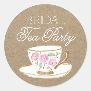 Rustic Modern Bridal Tea   VRIJGEZELLENFEEST Ronde Sticker
