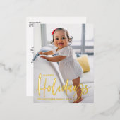 Rustic Modern Calligrafie Prettige feestdagen Foto (Voorkant / Achterkant)