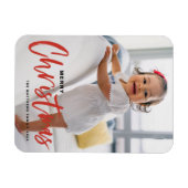 Rustic Modern Calligraphy Red Merry kerst Magneet (Horizontaal)