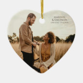 Rustic Modern Engagement Photo Heart Keepsake  Keramisch Ornament (Voorkant)
