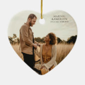 Rustic Modern Engagement Photo Heart Keepsake  Keramisch Ornament (Achterkant)