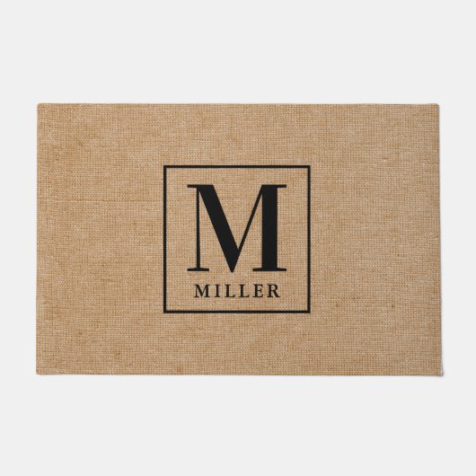 Rustic Modern Familienaam Monogram Deurmat (Voorkant)