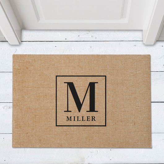 Rustic Modern Familienaam Monogram Deurmat