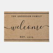 Rustic Modern Familienaam Monogram Welkom Deurmat (Voorkant)