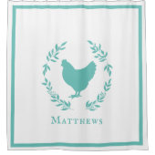 Rustic Modern Farmhouse Rooster met Name Shower Douchegordijn (Voorkant)