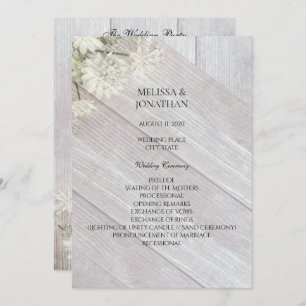Rustic Modern Floral Mariage Cérémonie Programme V