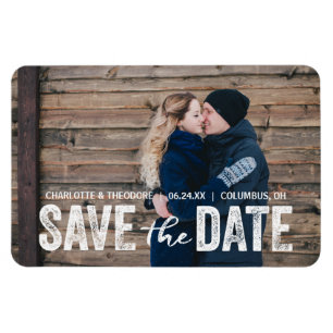 Rustic Modern Foto Save the Date Magnet Magneet