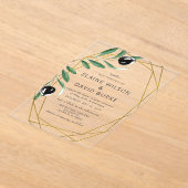 Rustic Modern Geometric Olive Branches Wedding Inv Acryl Uitnodigingen (Laagn)