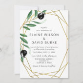 Rustic Modern Geometric Olive Branches Wedding Inv Kaart (Voorkant)