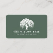 Rustic Modern Green & White Willow Tree Logo Visitekaartje (Voorkant)