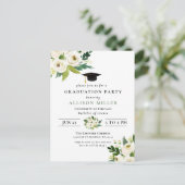Rustic modern Greenery Ivory Floral Afstuderen in Briefkaart (Staand voorkant)