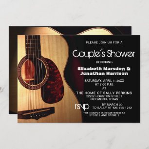 Rustic Modern Guitar Musical Couple's Shower Kaart