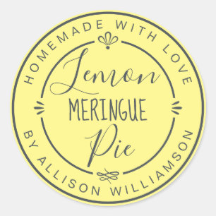 Rustic Modern Homemade Lemon Meringue Pie Yellow Ronde Sticker