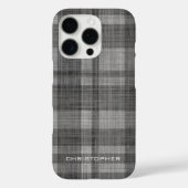 Rustic Modern Linen Pset Pattern Name Black Grey Case-Mate iPhone Case (Achterkant)