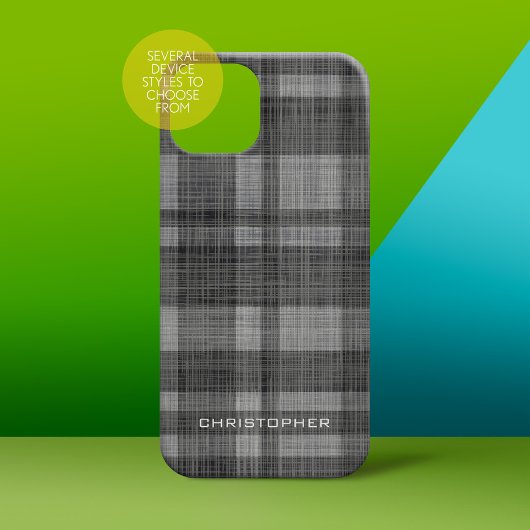 Rustic Modern Linen Pset Pattern Name Black Grey Case-Mate iPhone Case