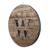 Rustic Modern Monogram Familienaam  Hout Dartbord (Voorkant Rechts)