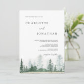 Rustic Modern Mountain Forest Waterverf Wedding Kaart (Staand voorkant)