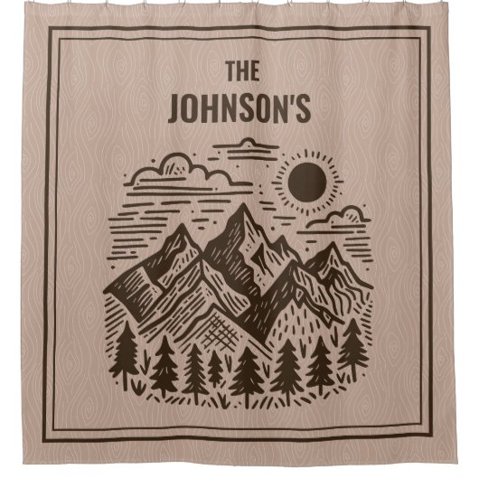 Rustic Modern Mountains Custom Douchegordijn (Voorkant)