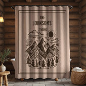 Rustic Modern Mountains Custom Douchegordijn