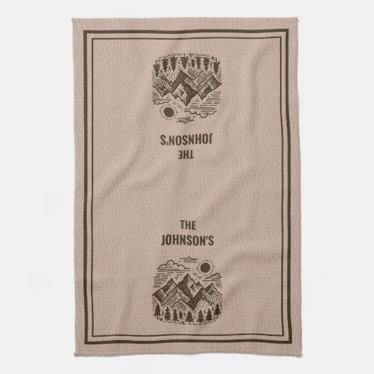Rustic Modern Mountains Custom Theedoek (Verticaal)