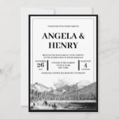 Rustic Modern Mountains Scenery Wedding Invitation Kaart (Voorkant)