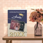 Rustic Modern Navy Blue Afstuderen Foto Afstuderen Kaart