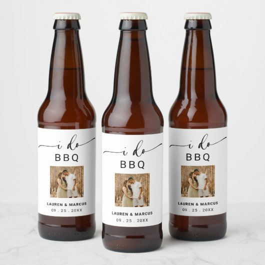 Rustic Modern Photo I Do BBQ Bier Etiket (Flessen)