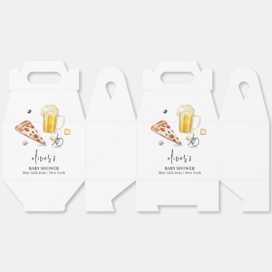 Rustic Modern Pizza Beers Pacifier Baby shower Bedankdoosjes (Ongevouwen)