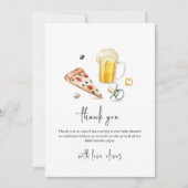 Rustic Modern Pizza Beers Pacifier Baby shower Bedankkaart (Voorkant)