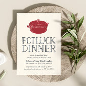 Rustic Modern Potluck Dinner Party Invitation Kaart