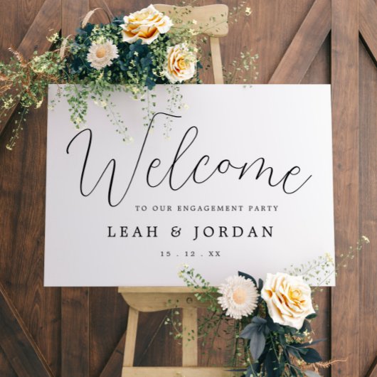 Rustic Modern Script Engagement Affiche de bienven