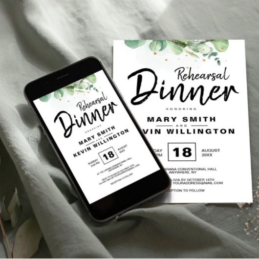 Rustic Modern Simple Boho Wedding Rehearsal Dinner Kaart