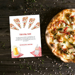 Rustic Modern Slice Pizza Beers Baby shower Bedankkaart