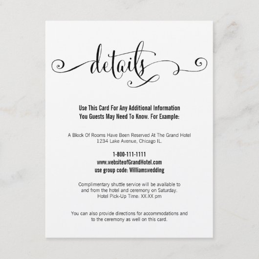 Rustic Modern We Do Script Mariage Détails Carte (Devant)
