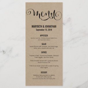 Rustic Modern We doen een Script Wedding Menu Card