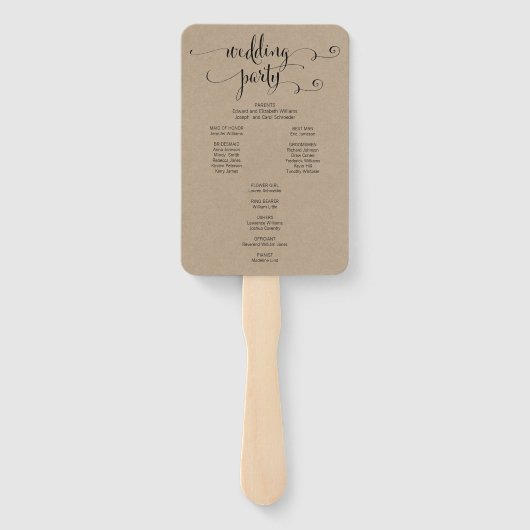 Rustic Modern we doen een scriptweddenschap Handwaaier (Achterkant)