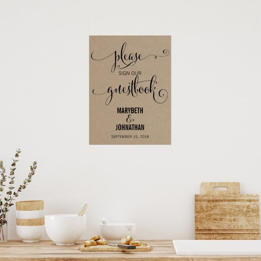 Rustic Modern we Wedding Guest Book Poster (Keuken)