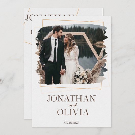 Rustic Modern Wedding Invitation Kaart (Voorkant / Achterkant)