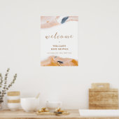 Rustic moderne abstracte babyshower welkom  poster (Keuken)
