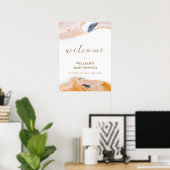 Rustic moderne abstracte babyshower welkom  poster (Thuiskantoor)