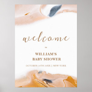 Rustic moderne abstracte babyshower welkom poster