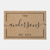 Rustic Moderne Calligrafie Familienaam Monogram Deurmat (Voorkant)