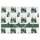 Rustic Moderne kerstbomen Typografie Groot Cadeauzakje (Achterkant)