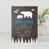 Rustic Mom and Baby Bear Baby shower Invitation (Debout devant)