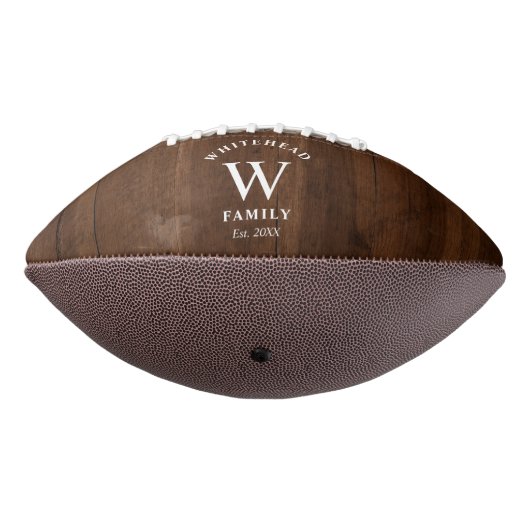 Rustic Monogram Dark Wood Photo Collage Football (Gedraaid 270)