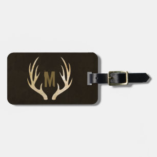 Rustic Monogram Deer Antler Bagagelabel