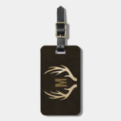 Rustic Monogram Deer Antler Bagagelabel (Voorkant verticaal)