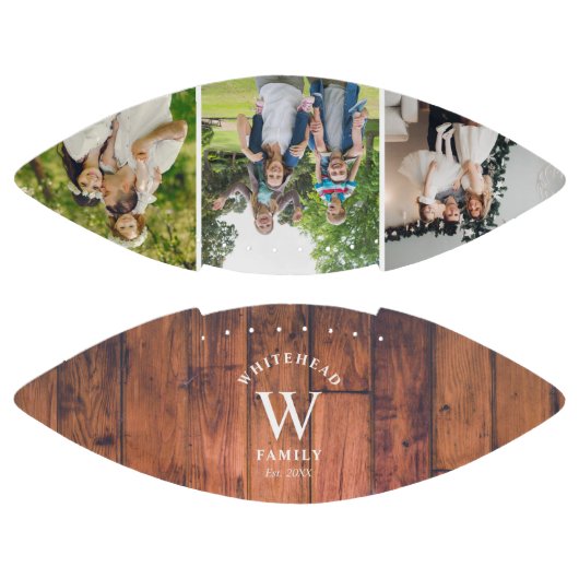 Rustic Monogram Football van de Foto van het Hout (Panelen)